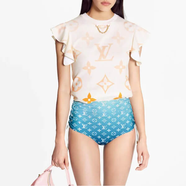 ルイヴィトン Tシャツ コピー21SS☆LV グラデーション ラッフルスリーブシャツ 1A8RP6 1A8RPB