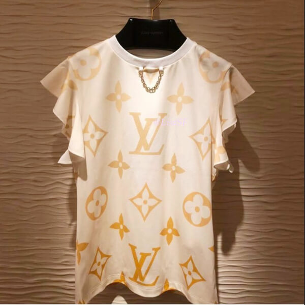 ルイヴィトン Tシャツ コピー21SS☆LV グラデーション ラッフルスリーブシャツ 1A8RP6 1A8RPB