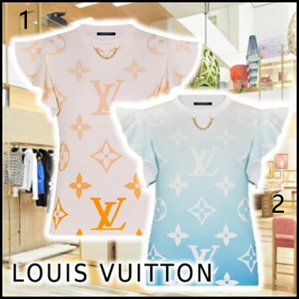 ルイヴィトン Tシャツ コピー21SS☆LV グラデーション ラッフルスリーブシャツ 1A8RP6 1A8RPB