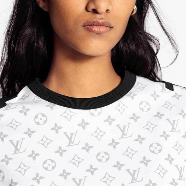 21SS春夏◆ルイヴィトン Tシャツ パロディ◆シルバーモノグラムショルダータブTシャツ1A8TLJ