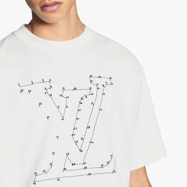 【数量限定】LV ルイヴィトン Tシャツ 偽物 ステッチプリント＆刺繍Tシャツ 1A7X56