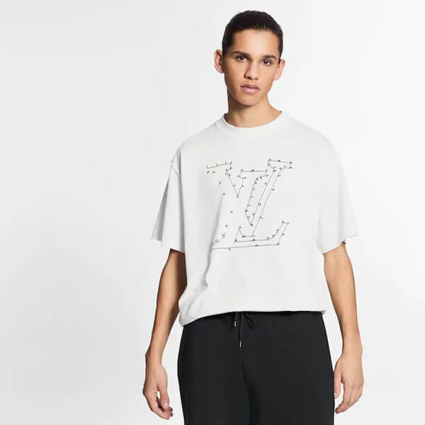 【数量限定】LV ルイヴィトン Tシャツ 偽物 ステッチプリント＆刺繍Tシャツ 1A7X56