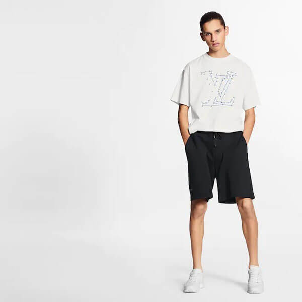 【数量限定】LV ルイヴィトン Tシャツ 偽物 ステッチプリント＆刺繍Tシャツ 1A7X56