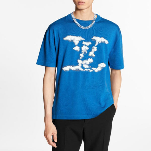 20FW ルイヴィトン Tシャツ コピー ルイヴィトン クラウドジャカードTシャツ 半袖 1A8A7X