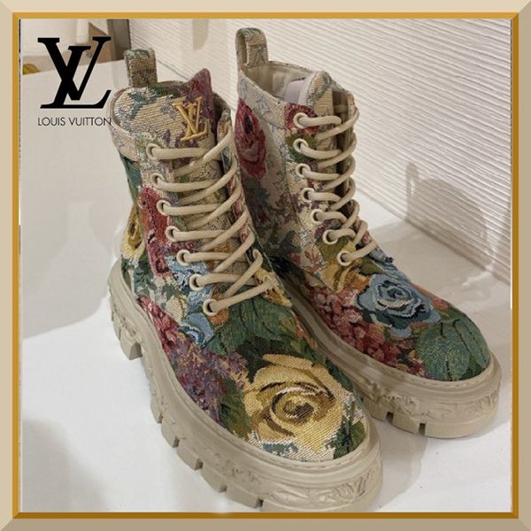 人気話題コラボ！【すぐ届く】​ルイヴィトン LV バロックライン アンクルブーツ 偽物 1AAHBK