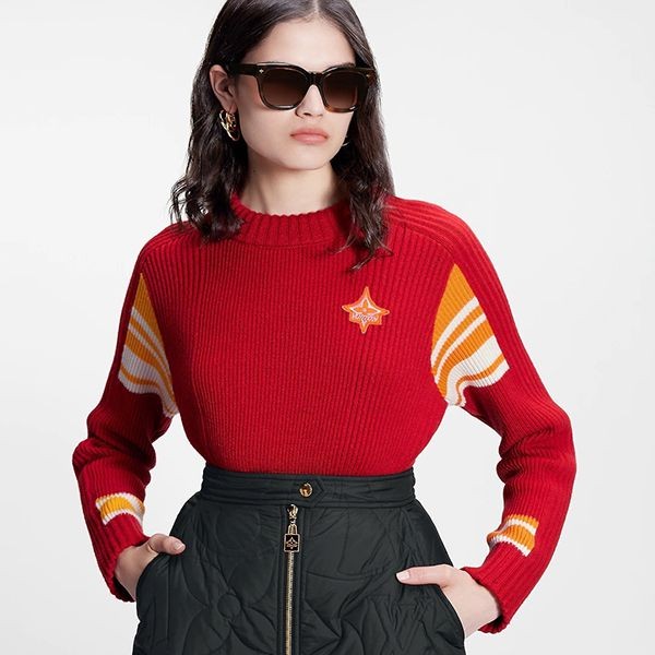 綺麗なルイヴィトン カシミヤ ヴィンテージ クルーネックセーター 偽物 red 1AAKNM