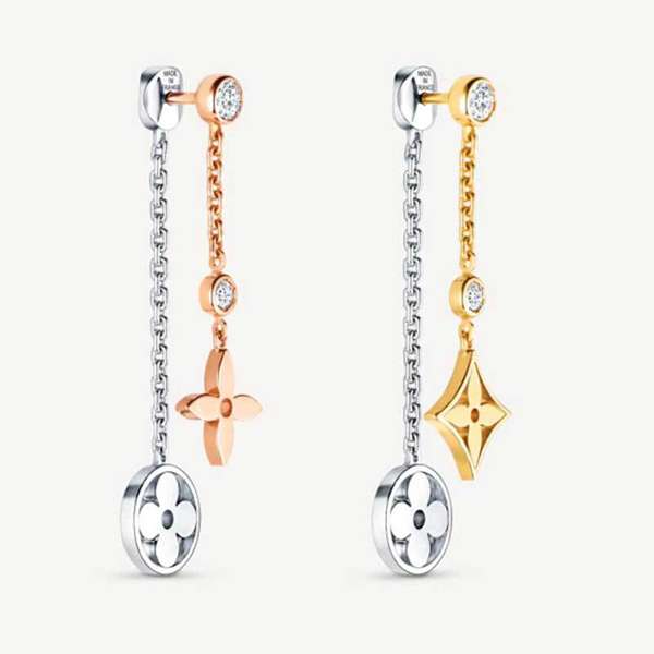 ルイヴィトン ピアス 偽物 モノグラム 18K ダイヤモンド Q96413
