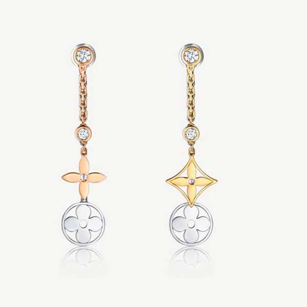 ルイヴィトン ピアス 偽物 モノグラム 18K ダイヤモンド Q96413