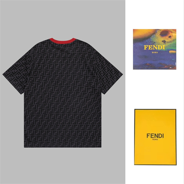 FENDI★フェンディ スーパー コピー Ｔシャツ モノグラム 純綿生地 FFロゴ