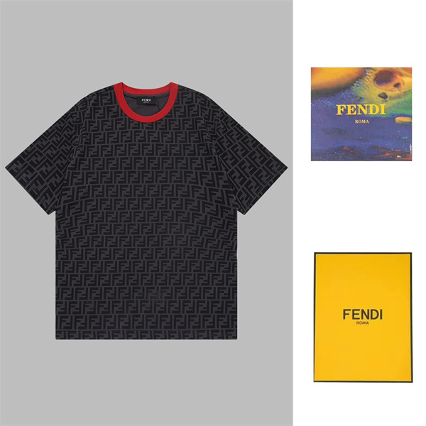 FENDI★フェンディ スーパー コピー Ｔシャツ モノグラム 純綿生地 FFロゴ