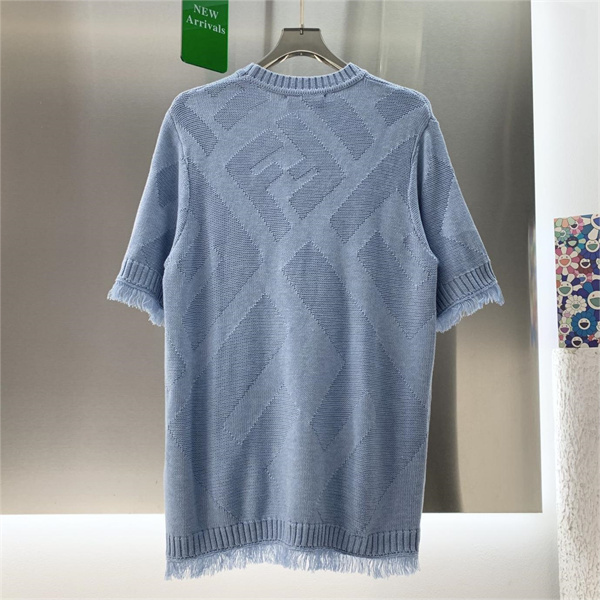 FENDI スーパー コピー ニートTシャツ タッセル飾り コットン ダブルガーゼ ジャカード編み フェンディ