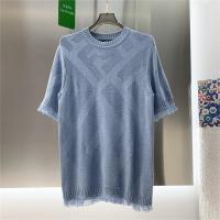 FENDI スーパー コピー ニートTシャツ タッセル飾り コットン ダブルガーゼ ジャカード編み フェンディ