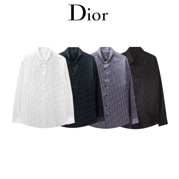 非常に優れた上品な新作 ディオール コピー シャツ モノグラム DIOR ボタンロゴ刻印 爽やか