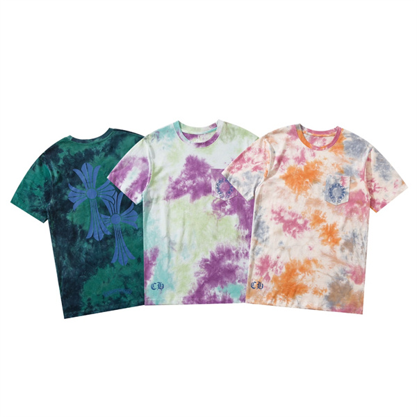 クロムハーツ 偽物 Tシャツ グラデーション ロゴプリント 男女兼用 100%コットン生地