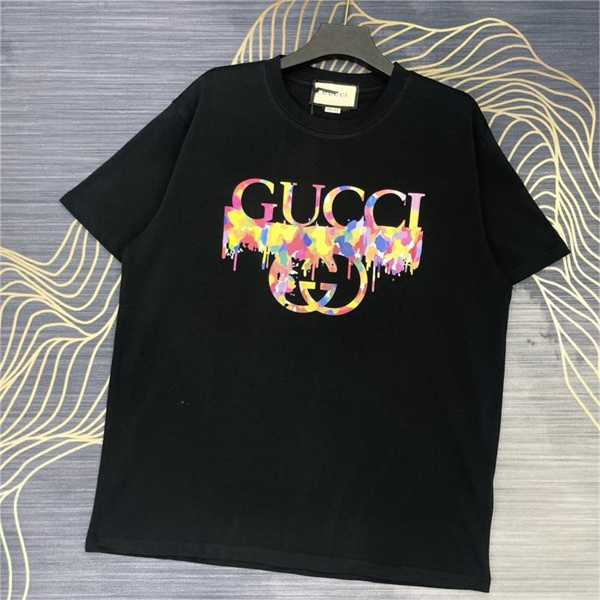 年齢を選ばず★GUCCI スーパーコピー Ｔシャツ ロゴ プリント 丸首 コットン 鮮やかなカラー 定番