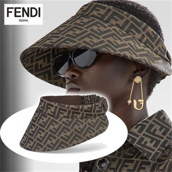  カジュアルな印象を演出 FENDI コピー サンバイザー FFモチーフ CAPSULE キャンバス モノグラム フェンディ 帽子