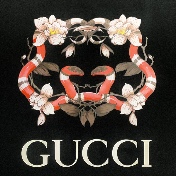 GUCCI コピー Tシャツ ヘビ 半袖 240g コットン グッチ GGロゴ プリント