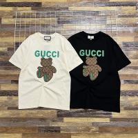ふわっと柔らかい着心地★GUCCI スーパーコピー Ｔシャツ グリーン 熊 くま 刺繍ロゴ プリント 男女兼用 丸首 モノグラム