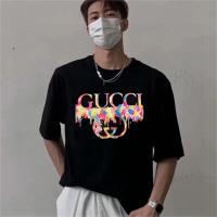 年齢を選ばず★GUCCI スーパーコピー Ｔシャツ ロゴ プリント 丸首 コットン 鮮やかなカラー 定番
