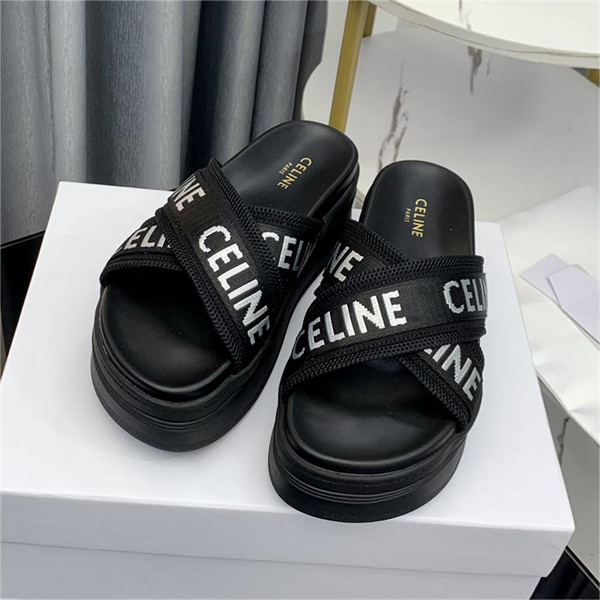 大人っぽい雰囲気が感じ セリーヌ コピー サンダル CELINE メッシュ ジャカード テキスタイル スライド