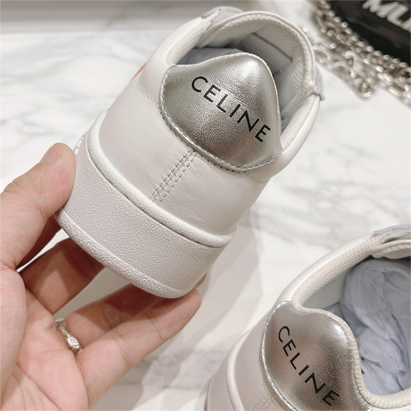 愛用していた今年トレンド CELINE コピー スニーカー 子牛革 青と赤 カーフレザー テニスシューズ セリーヌ 男女兼用
