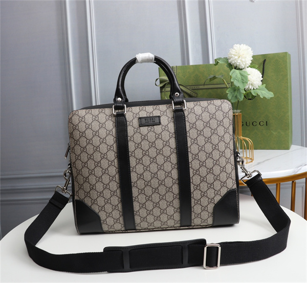GUCCI スーパーコピー ビジネスバッグ レザー 2WAY モノグラム メンズ