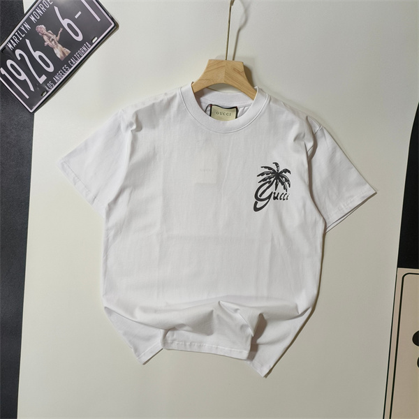 GUCCI コピー Tシャツ ヤシの木 イラスト グッチ ロゴ プリント コットン100 