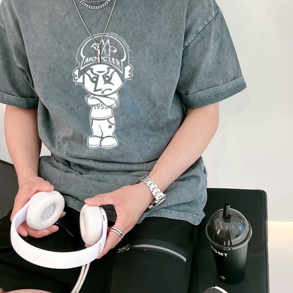 モンクレール 2023春夏新作 MONCLER コピー Tシャツ 水洗いレトロ アメカジ 100%コットン