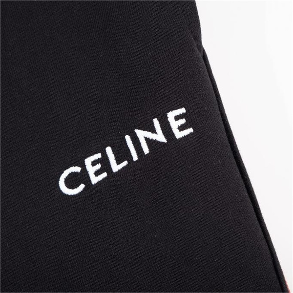 CELINE 偽物 スウェットパンツ 刺繍 ロゴ ストライプ 柄 コットン セリーヌ 男女兼用
