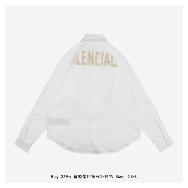 バレンシアガ スーパーコピー シャツ TAPE TYPE ロゴ プリント 純綿 カジュアル BALENCIAGA