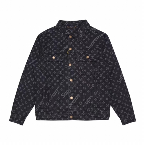 2023春夏コラボレーションLouis Vuitton x Supreme コピー デニムジャケットブラック品質向上