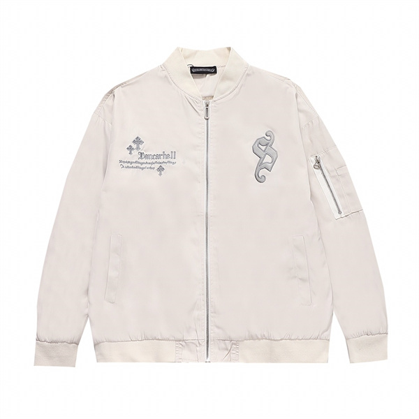 クロムハーツ スーパーコピー ジャケット 刺繡ロゴ クロス レザー メンズ CHROME HEARTS