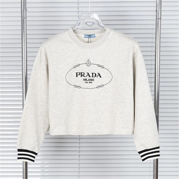 PRADA スーパーコピー トレーナー 刺繡ロゴ ストライプ ショート コットン生地 通気性 プラダ