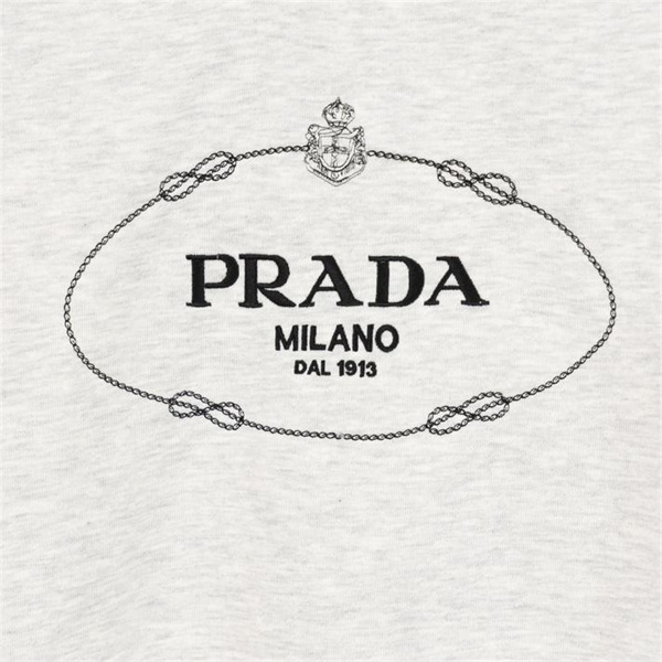 PRADA スーパーコピー トレーナー 刺繡ロゴ ストライプ ショート コットン生地 通気性 プラダ