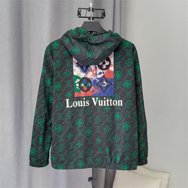 LOUIS VUITTON スーパーコピー ジャケット モノグラム ロゴ 男女兼用 フード付き ナイロン 2色