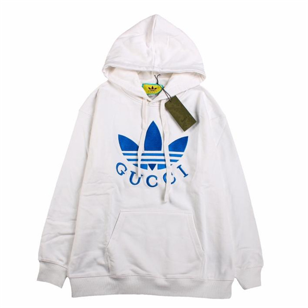 GUCC1 コピー パーカー 刺繍 Gucci X Adidas コラボ クローバー ロゴ 