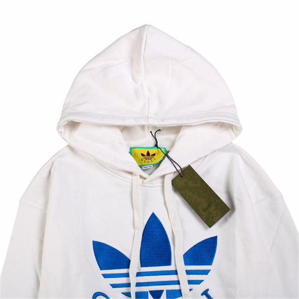 GUCC1 コピー パーカー 刺繍 Gucci X Adidas コラボ クローバー ロゴ 