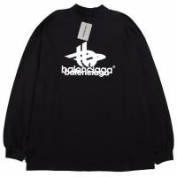 バレンシアガ コピー 長袖Ｔシャツ ロゴ重なる プリント コットン生地 弾力性 BALENCIAGA