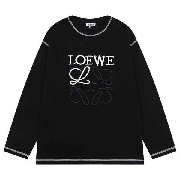 LOEWE コピー 長袖Ｔシャツ 刺繍 ロゴ Anagram 立体 100％コットン ロエベ