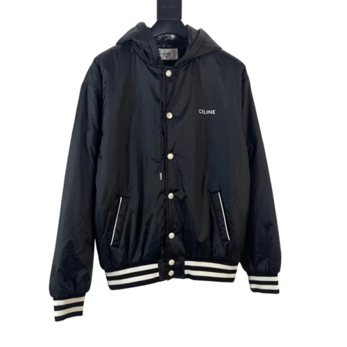 CELINE 23秋冬新作ロゴプリント軽量ナイロンフードカレッジスタイルジャケットスーパーコピー