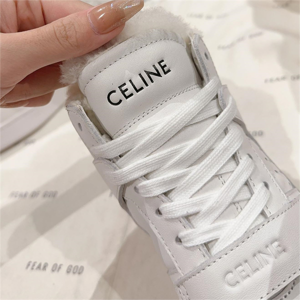 手頃な価格 セリーヌ コピー スニーカー ムートン裏地 ロゴ プリント 通勤通学 CELINE