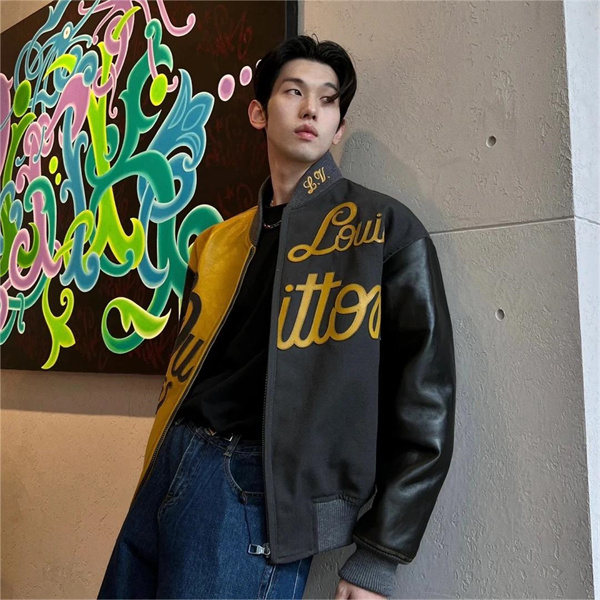 1AB98A LOUIS VUITTON 偽物 ジャケット ルイヴィトン コントラストカラー Mix Canvas レザー 