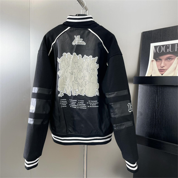 1AATMF LOUIS VUITTON コピー ジャケット Varsity レザー ウール タオル ロゴ 刺繡 ルイヴィトン