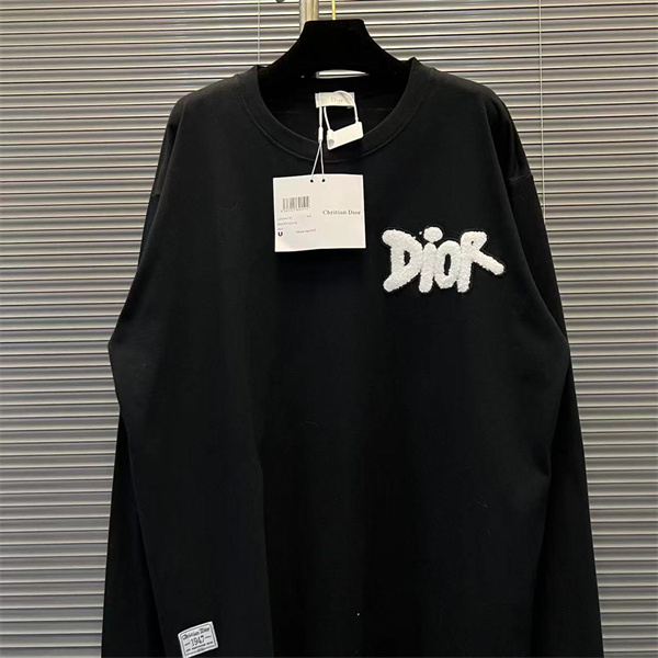 ディオール コピー 長袖Ｔシャツ タオル ロゴ 純綿生地 ユニセックス ミニマル風 DIOR