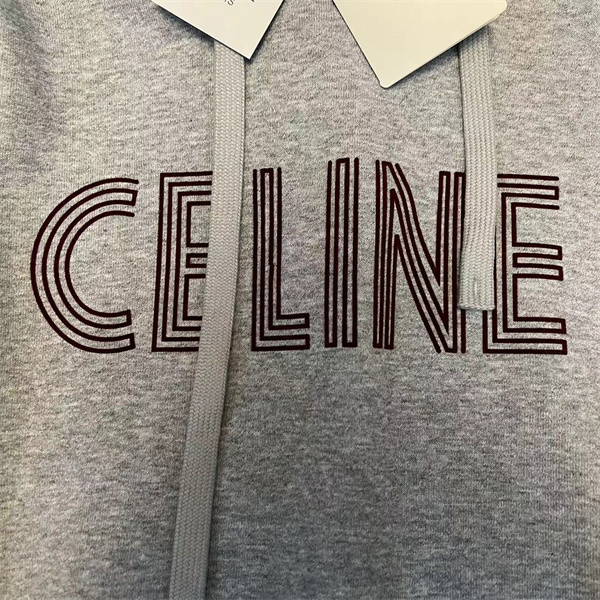 セリーヌ 偽物 パーカー コットン ラインデザイン ロゴ プリント 抜け感 CELINE