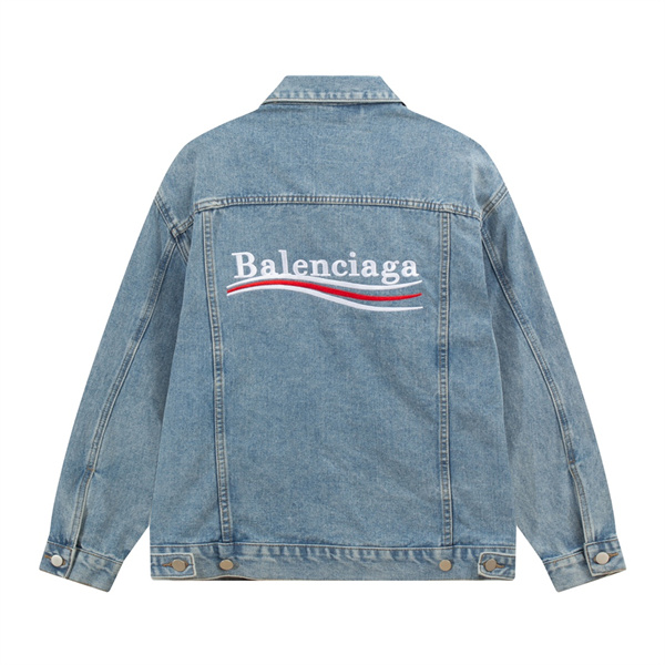 一番の魅力秋冬のマストアイテム バレンシアガ コピー ジャケット デニム生地 刺繡ロゴ BALENCIAGA