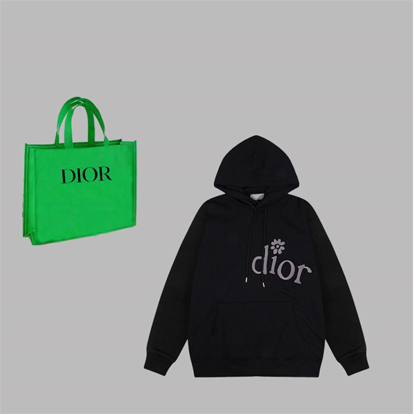 DIOR スーパーコピー パーカー 刺繍 銀色 ロゴ ユニセックス 男女兼用 ディオール