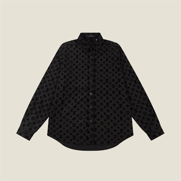 LOUIS VUITTON スーパーコピー シャツ モノグラム ジャカード ロゴ 純綿 オーバーサイズ ルイヴィトン