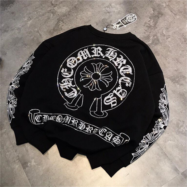 クロムハーツ 偽物 トレーナー 裏起毛  ラインストーン ユニセックス CHROME HEARTS