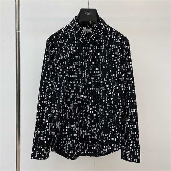 セリーヌ コピー シャツ モノグラム ロゴ ジャカード 100%綿 通気性ｘ柔軟性 CELINE